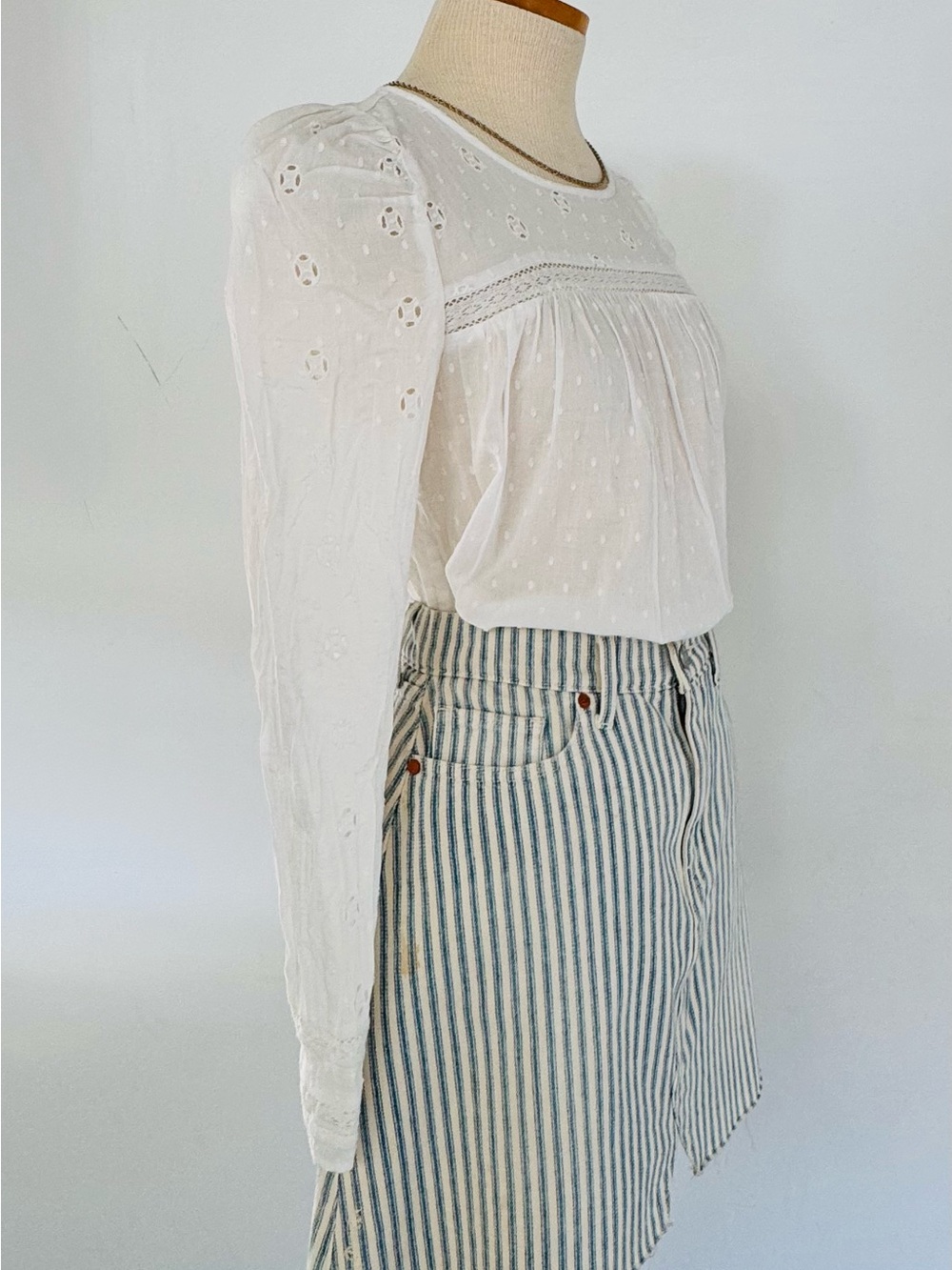 Lucy Railroad Stripe Skirt -Denim Mini Skirt - Ética Denim